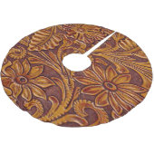 Western-Imitat bearbeiteter lederner Druck Brown 2 Polyester Weihnachtsbaumdecke (Schrägansicht)
