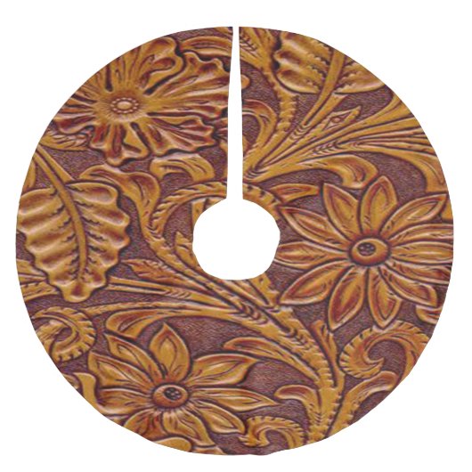 Western-Imitat bearbeiteter lederner Druck Brown 2 Polyester Weihnachtsbaumdecke (Vorderseite)