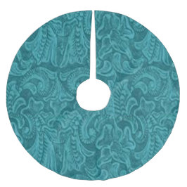 Western-Imitate Aquamarine Lederdrucke Polyester Weihnachtsbaumdecke