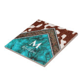 Western Imitate Leather Türkise Mix Monogram Fliese (Seite)