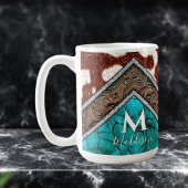 Western Imitate Leather Türkise Mix Monogram Kaffeetasse