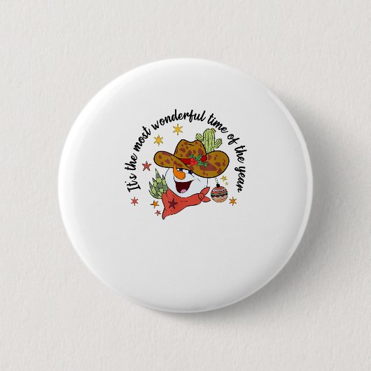 Western ist der schönste Time Cowboy Snowman Button (Vorderseite)
