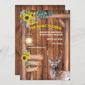 Western Jagd auf Sonnenblumenhirsche Save the Date Einladung (Vorne/Hinten)