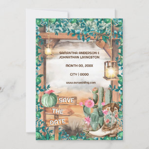 Western Kakteen Cowboy Stiefel Aquarelllampen Chic Einladung