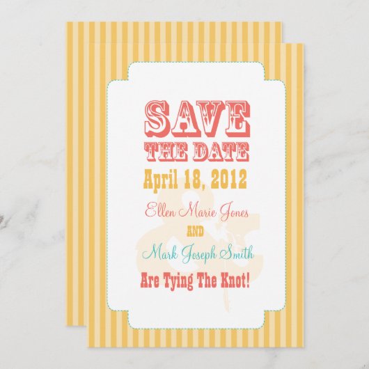 Western Karneval - Save the Date Gelb & Korallen (Vorne/Hinten)