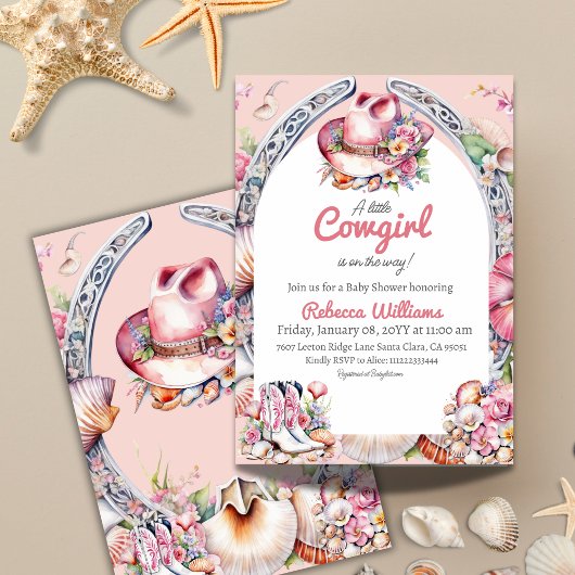 Western Kleine Cowgirl Pink Coastal Babydusche Einladung