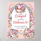 Western Kleine Cowgirl Pink Coastal Babydusche Poster (Vorne)