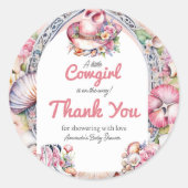 Western Kleine Cowgirl Pink Coastal Babydusche Runder Aufkleber (Vorderseite)