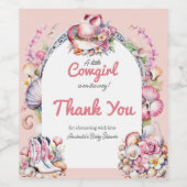 Western Kleine Cowgirl Pink Coastal Babydusche Weinetikett (Einzelnes Label)