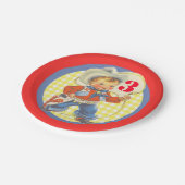 Western Kleiner Cowboy mit Papageien zum Geburtsta Pappteller (Schrägansicht)