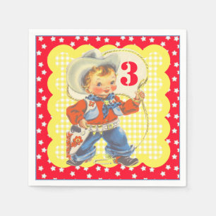 Western Kleiner Cowboy mit Papst zum Geburtstag Na Serviette