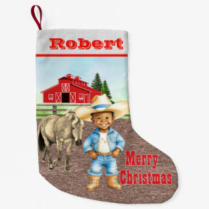 Western Kleiner Cowboy mit Pferd und Stall Kleiner Weihnachtsstrumpf