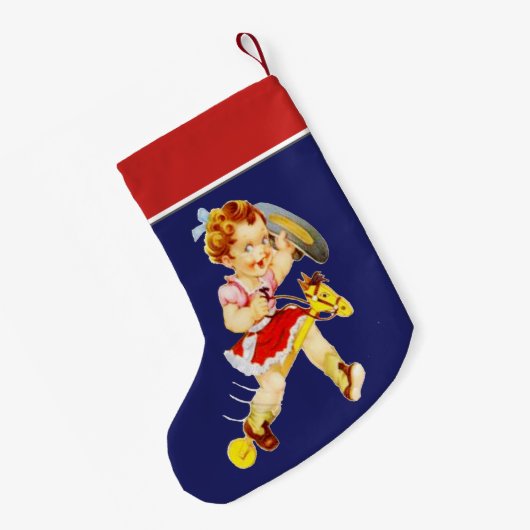 Western Kleines Cowgirl auf Stick Pferd Kleiner Weihnachtsstrumpf (Rückseite (Hängend))