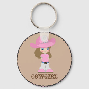 Western Kleines Cowgirl mit Rope Border Schlüsselanhänger