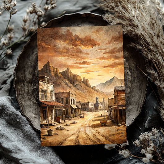 Western Kleinstadt in der Wildwestprairie Seidenpapier