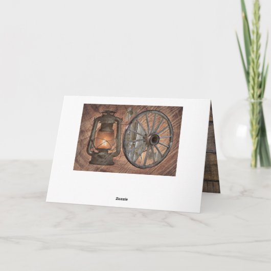 Western-Kohleöllampe und Wagenradkarte Karte (Rückseite)