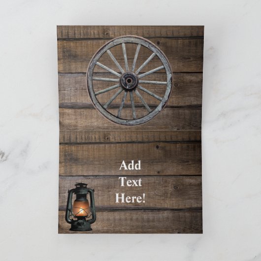 Western-Kohleöllampe und Wagenradkarte Karte (Innenseite)