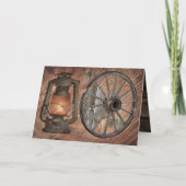 Western-Kohleöllampe und Wagenradkarte Karte (Vorderseite)