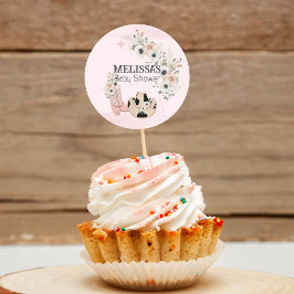 Western-Kuchenmädchen Cupcake Topper aufsetzen Runder Aufkleber