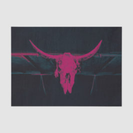 Western Kuh Skull Fuchsia Pink Gray Grunge Textur Seidenpapier