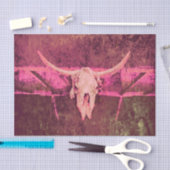 Western Kuh Skull Tribal Pink Girly Grunge Textur Seidenpapier (Handwerk)