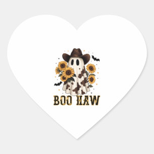 Western Kuh Spot Spooky Ghost Boo Haw Herz-Aufkleber