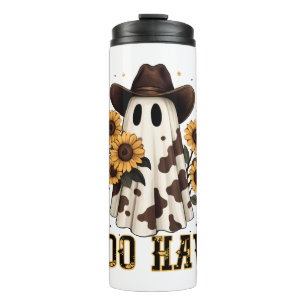 Western Kuh Spot Spooky Ghost Boo Haw Thermosbecher