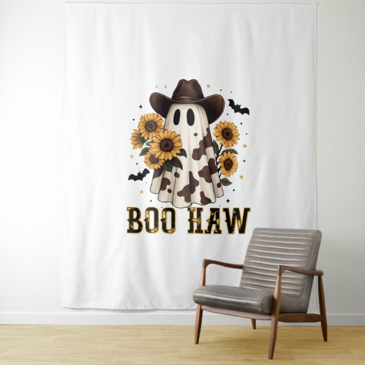 Western Kuh Spot Spooky Ghost Boo Haw Wandteppich (Beispiel)