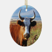 Western-Kuh-und Baby-Kalb-Vieh doppelseitig Keramik Ornament (Rechts)