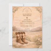 Western Lace Cowboy Boots Wedding Einladung (Vorderseite)