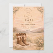 Western Lace Cowboy Boots Wedding Save The Date (Vorderseite)