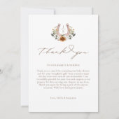 Western Lace Floral Horseshoe Baby Foto Dankeskarte (Rückseite)