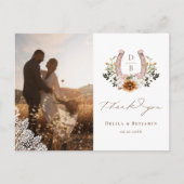 Western Lace Horseshoe Heart Script Wedding Foto Postkarte (Vorderseite)
