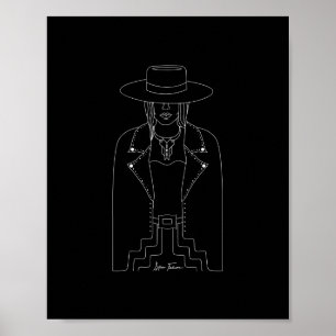 Western Lady Outlaw Black & White Wall Art Print Poster