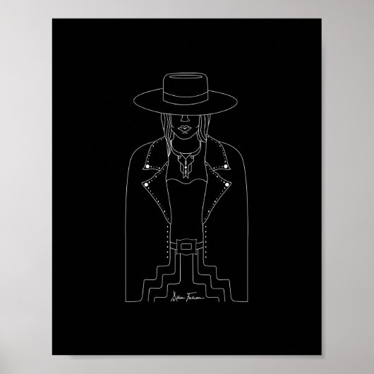 Western Lady Outlaw Black & White Wall Art Print Poster (Vorne)