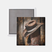 Western Land Braunholz Cowboystiefel Magnet (Vorderseite/Rückseite)