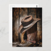 Western Land Braunholz Cowboystiefel Postkarte (Vorne/Hinten)