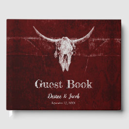 Western Land Burgund Rustikale Bull Skull Textur Gästebuch