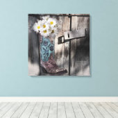 Western Land daisa Stallholz Cowboy Stiefel Leinwanddruck (Insitu (Holzboden))