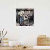 Western Land daisa Stallholz Cowboy Stiefel Poster (Küche)