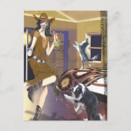 Western Land "Dancing Cowgirl" Postkarte