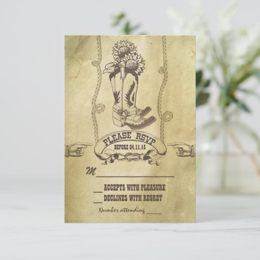 Western Land Hochzeit UAWG RSVP Karte (Stehend Vorderseite)