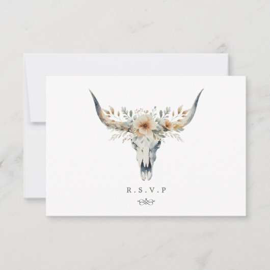 Western Land langgezogene Hochzeitsmahlzeiten UAWG RSVP Karte (Vorderseite)