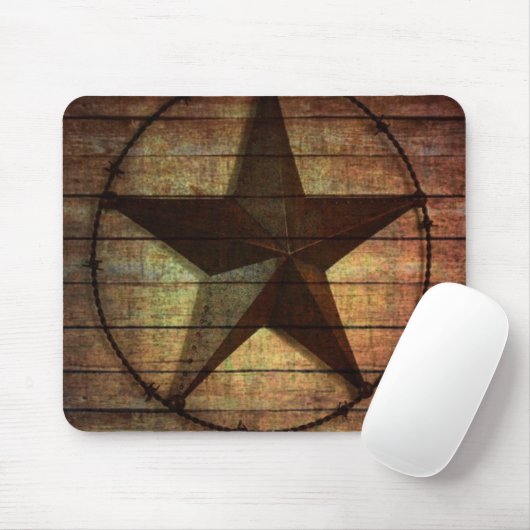 Western Land Primitive Stallholz Texas Star Mousepad (Mit Mouse)