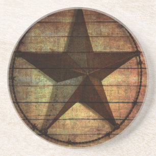 Western Land Primitive Stallholz Texas Star Sandstein Untersetzer