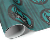 Western Land Reitpferd Aquamarin Geschenkpapier (Rolleneckpunkt)