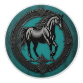 Western Land Reitpferd Aquamarin Keramikknauf (Vorderseite)