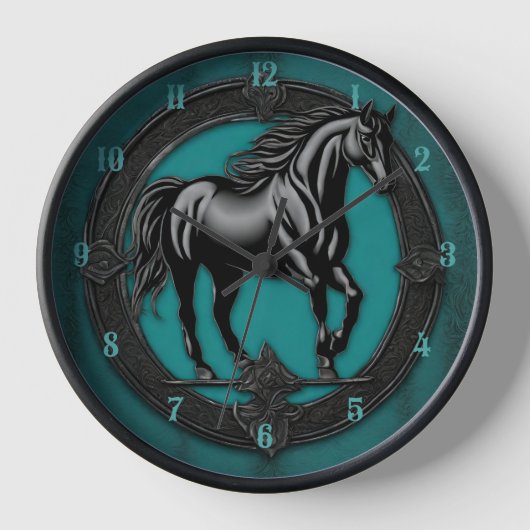 Western Land Reitpferd Aquamarin Uhr (Vorderseite)