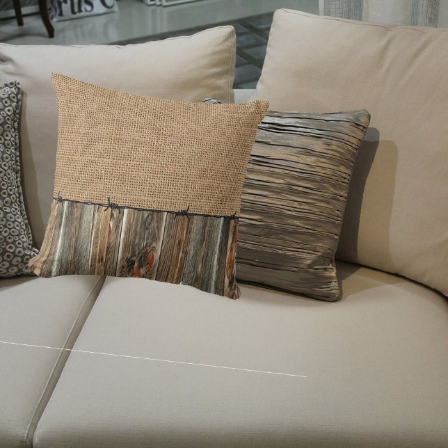 Western Land Rusti Burlap Stall Holz Barbed Wire Kissen (Von Creator hochgeladen)