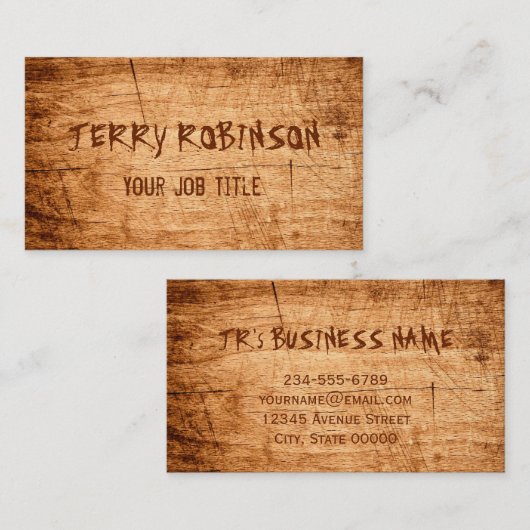 Western Land Rustikale Scratched Wood Gran Visitenkarte (Vorne/Hinten)